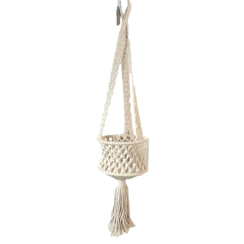 NWT Boho Macrame - Hanging Plant Holder Bucket- 37” Long